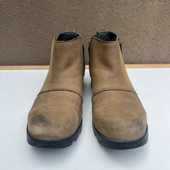 Sorel Emelie Chelsea Ankle Boots Waterproof Brown Suede Leather Womens Size 7 - Picture 6 of 10